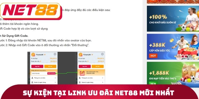 Sự kiện tại Link ưu đãi Net88 mới nhất
